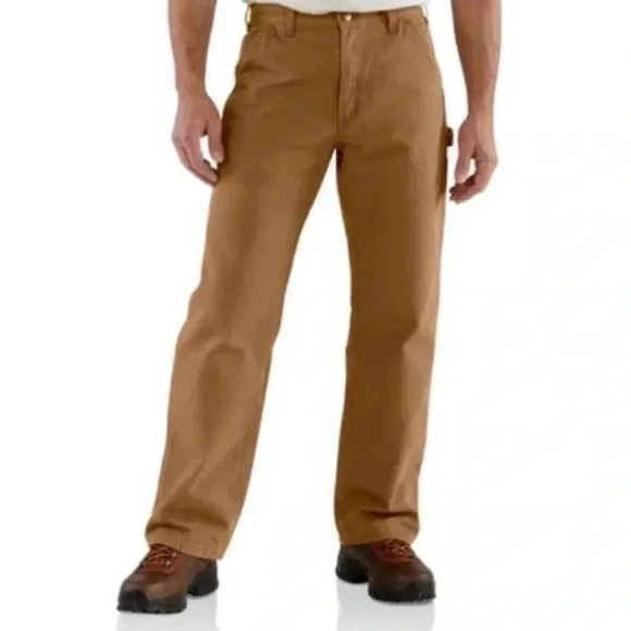 Carhartt Loose Fit Washed  Duck Flannel Lined Pants Size 36 - Picture 1 of 12